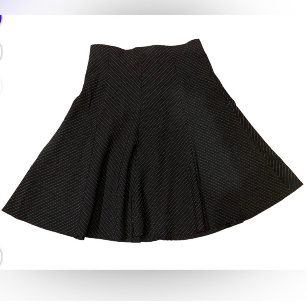 VTG 1990s Y2K Chevron Pin Stripe Black High Waist Flutter Skater Circle Skirt 8
